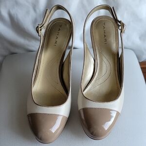 Tahari Women's Beige and Cream Slingback Heels
